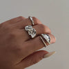 Women's Metal Geometric Irregular Pleated Open Water Drop Ring With Electroplating