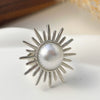 Women's Metal Geometric Open Ring With Beating Pattern And Imitation Pearl Electroplated