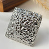 Women's Metal Geometric Open Ring With Beating Pattern And Imitation Pearl Electroplated