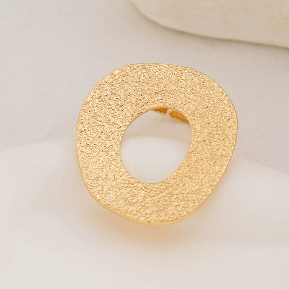 Women's Metal Geometric Open Ring With Beating Pattern And Imitation Pearl Electroplated