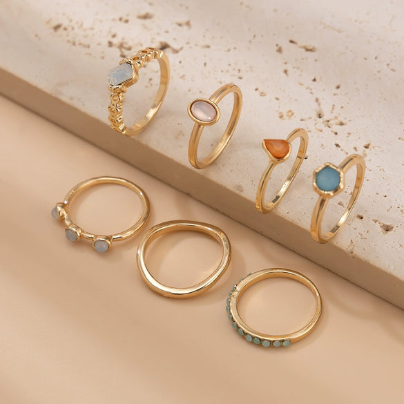 Women's Metal Geometric Pattern Electroplated Irregular Gem Ring