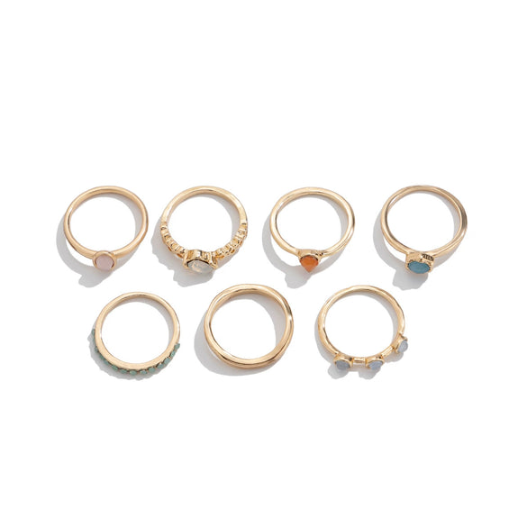 Women's Metal Geometric Pattern Electroplated Irregular Gem Ring