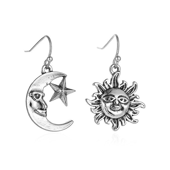 Women's Metal Geometric Sun Moon Earrings Alloy Electroplating