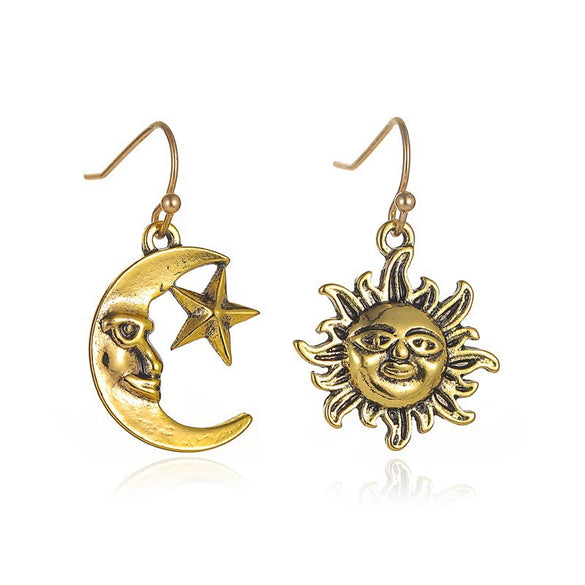 Women's Metal Geometric Sun Moon Earrings Alloy Electroplating