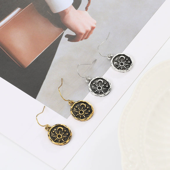 Women's Metal Geometric Sun Moon Earrings Alloy Electroplating
