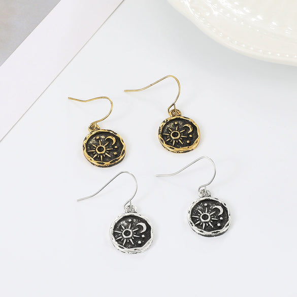 Women's Metal Geometric Sun Moon Earrings Alloy Electroplating
