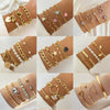 Women's Metal Heart Pattern Stacked Exaggerated Thread Chain Alloy Bracelet Fourpiece Set With Electroplating