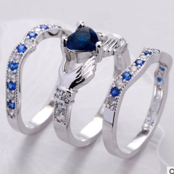 Women's Metal Heart Shape Geometric Microinlaid Ring Jewelry With Electroplating