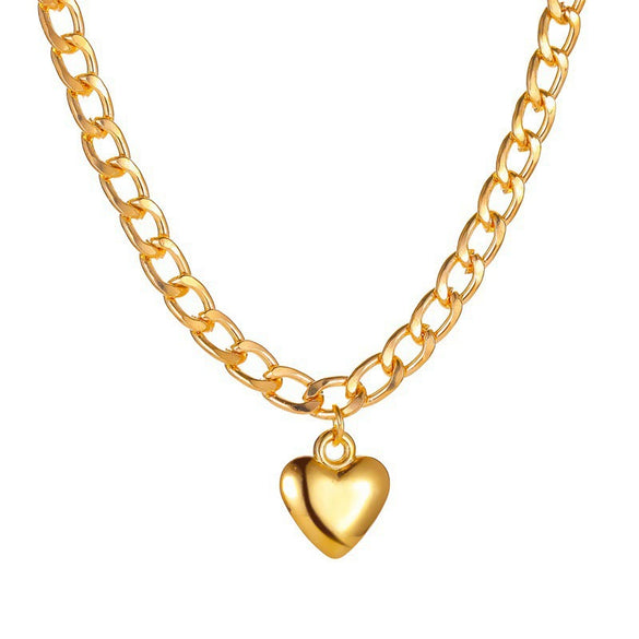 Women's Metal Heart Shaped Geometric Ins Style Electroplated Clavicle Chain Necklace