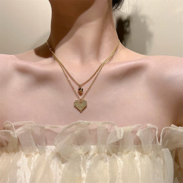 Women's Metal Heart Shaped Geometric Ins Style Electroplated Clavicle Chain Necklace