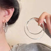 Women's Metal Hoop Earrings 925 Silver Needle Geometric Style Electroplated