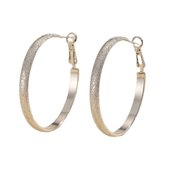 Women's Metal Hoop Earrings With Matte Finish Electroplated Surface And Bold Oversized Circular Design
