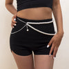 Women's Metal Imitation Pearl Double Waist Chain Bikini Body Chain