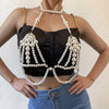 Women's Metal Imitation Pearl Double Waist Chain Bikini Body Chain