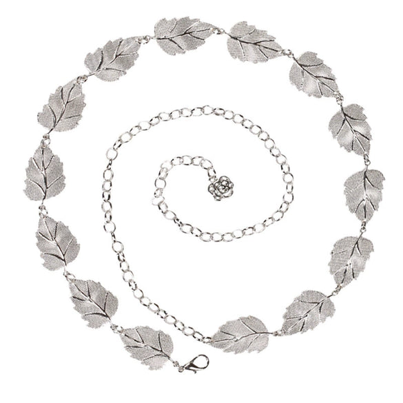 Women's Metal Leaf Waist Chain Belt With Alloy Hook Buckle Body Chain Dress Accessory