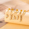 Women's Metal Love Flower Ear Bone Nail Puncture Jewelry Stainless Steel Copper Zircon Electroplating
