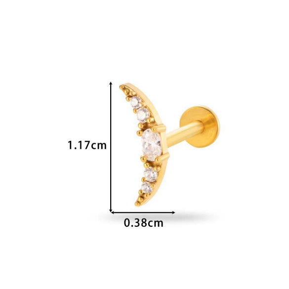 Women's Metal Love Flower Ear Bone Nail Puncture Jewelry Stainless Steel Copper Zircon Electroplating