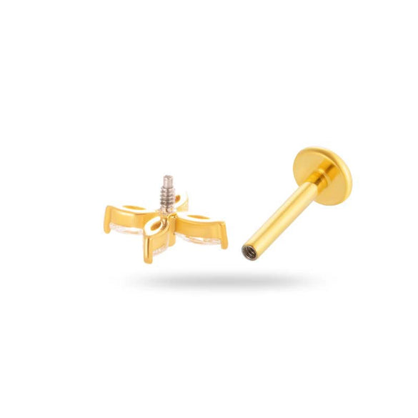 Women's Metal Love Flower Ear Bone Nail Puncture Jewelry Stainless Steel Copper Zircon Electroplating