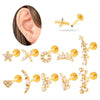 Women's Metal Love Flower Ear Bone Nail Puncture Jewelry Stainless Steel Copper Zircon Electroplating