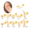 Women's Metal Love Flower Ear Bone Nail Puncture Jewelry Stainless Steel Copper Zircon Electroplating