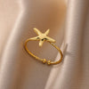 Women's Metal Ocean Beach Series Shell Starfish Ring Necklace Electroplated Jewelry