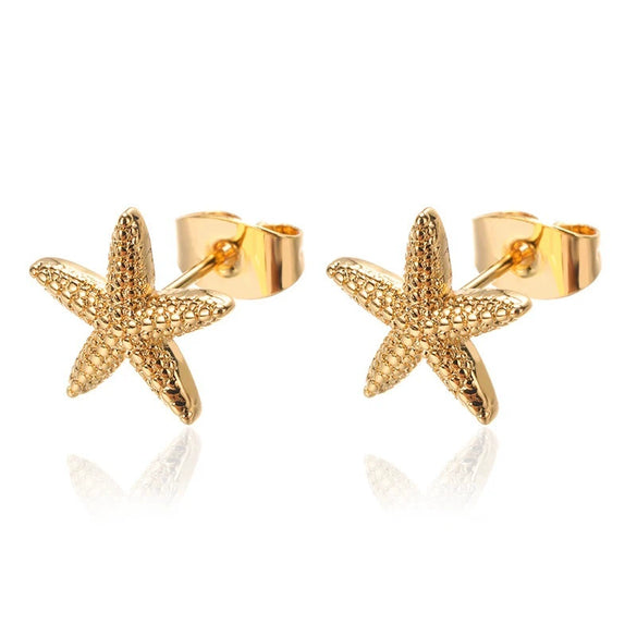 Women's Metal Ocean Beach Series Shell Starfish Ring Necklace Electroplated Jewelry
