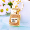 Women's Metal Perfume Bottle Car Key Chain With Diamond Encrusted Bag Pendant Key Chain Ring For Wholesale