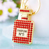 Women's Metal Perfume Bottle Car Key Chain With Diamond Encrusted Bag Pendant Key Chain Ring For Wholesale
