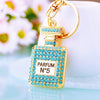 Women's Metal Perfume Bottle Car Key Chain With Diamond Encrusted Bag Pendant Key Chain Ring For Wholesale