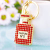 Women's Metal Perfume Bottle Car Key Chain With Diamond Encrusted Bag Pendant Key Chain Ring For Wholesale