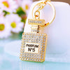 Women's Metal Perfume Bottle Car Key Chain With Diamond Encrusted Bag Pendant Key Chain Ring For Wholesale