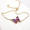 Women's Metal Rhinestone Butterfly Pendant Chain Bracelet With Geometric Design And Diamond Treatment