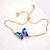 Women's Metal Rhinestone Butterfly Pendant Chain Bracelet With Geometric Design And Diamond Treatment