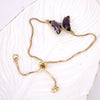 Women's Metal Rhinestone Butterfly Pendant Chain Bracelet With Geometric Design And Diamond Treatment