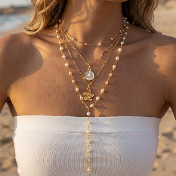 Women's Metal Shell And Starfish Choker Necklace With Electroplated Star Shape Pendant Minimalist Light Luxury Jewelry