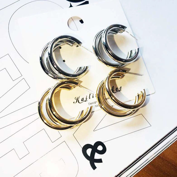 Women's Metal 925 Silver Circle Electroplated Geometric Earrings