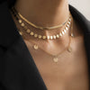Women's Metal Snake Bone Chain Necklace With Alloy Geometric Sequin Star Pendant Electroplated