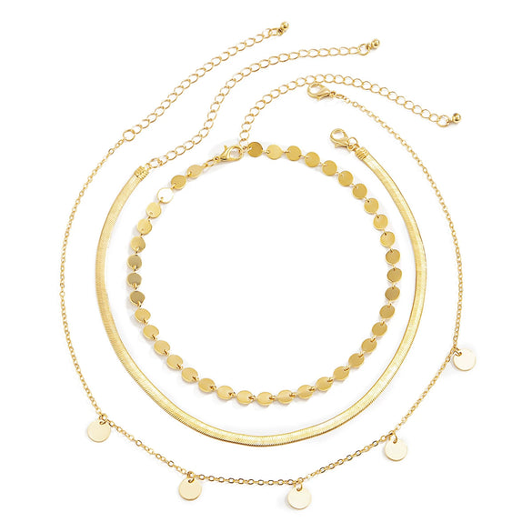 Women's Metal Snake Bone Chain Necklace With Alloy Geometric Sequin Star Pendant Electroplated
