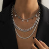 Women's Metal Snake Bone Chain Necklace With Alloy Geometric Sequin Star Pendant Electroplated