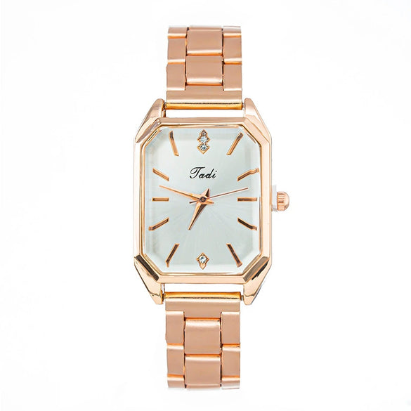 Women's Metal Square Leisure Quartz Wristwatch With Mineral Strengthened Glass Mirror