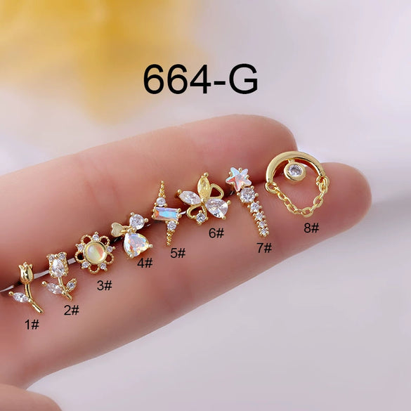 Women's Metal Titanium Steel Fashion Earring With Flower Zircon Design
