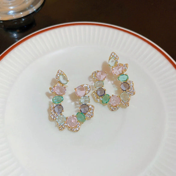 Women's Metal Ushaped Geometric Simple Retro Trendy Diamond Earrings