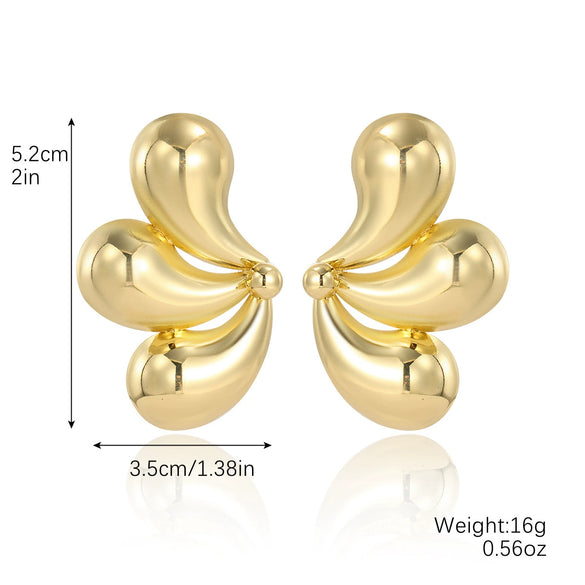 Women's Metallic Geometric Earrings With Electroplating Heart Rhombus Drop Shape Heavy Industry Niche Exaggerated Fashion Personality