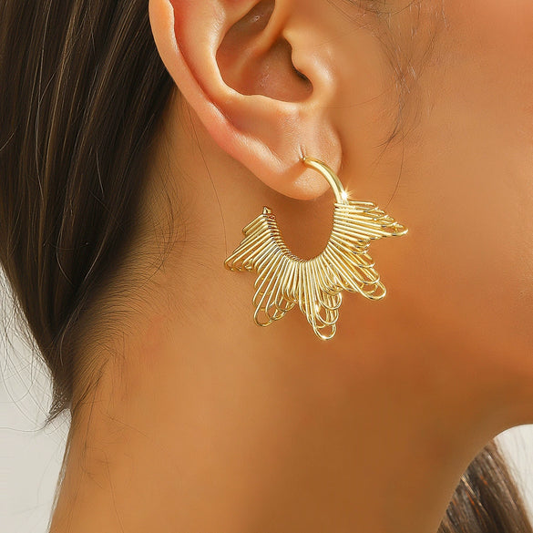 Women's Metallic Geometric Earrings With Electroplating Heart Rhombus Drop Shape Heavy Industry Niche Exaggerated Fashion Personality