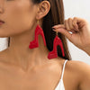 Women's Metallic High Heel Shoe Earrings Geometric Exaggerated Design In Iron Alloy With Glossy Spray Painted Finish