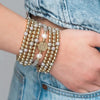 Women's Microinlaid Rhinestone Mixed Material Geometric Handwoven Elastic Rope Bracelet 18K Goldplated