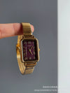 Women's Midcentury Style Alloy Case Quartz Watch With Golden Monkey Strap