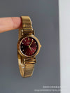Women's Midcentury Style Alloy Case Quartz Watch With Golden Monkey Strap