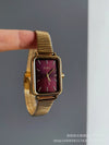 Women's Midcentury Style Alloy Case Quartz Watch With Golden Monkey Strap