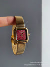 Women's Midcentury Style Alloy Case Quartz Watch With Golden Monkey Strap